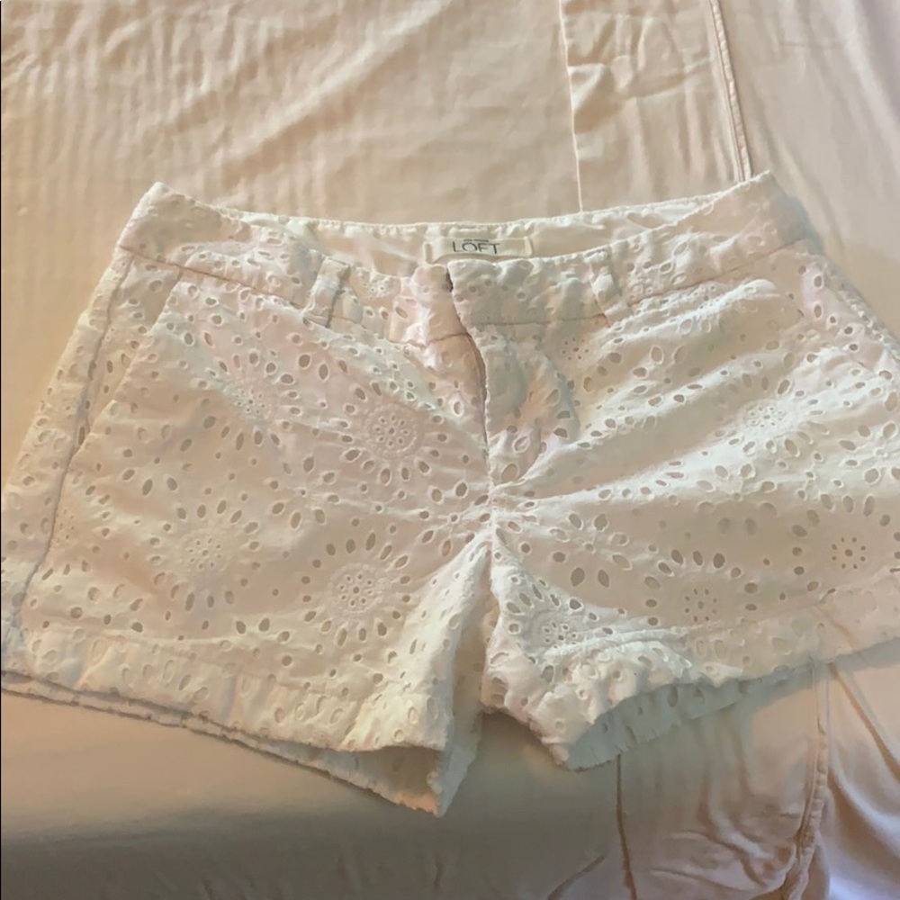 White eyelet shorts